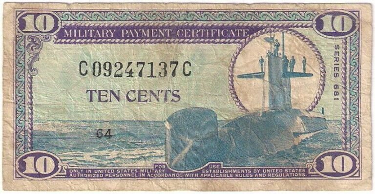 Combien vaut un certificat de paiement militaire de 10 cents ?