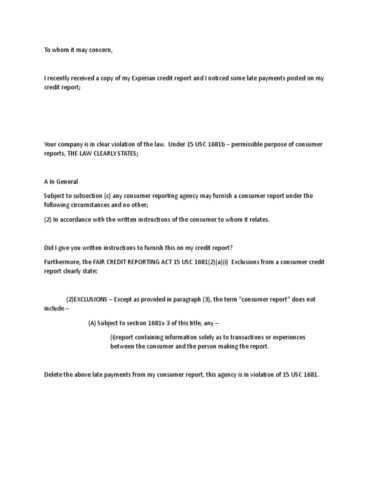 Is 15 U.S.C. 1681 a Late Payment